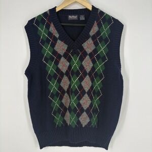 Vintage Par Four Sweater Vest Mens XL Blue Argyle V Neck Golf Knit Acrylic